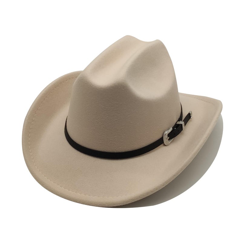 Willheoy Kids Cowboy Hat for Girls Boys Western Cowgirl Hat with Buckle Belt Unisex Wide Brim Fedora Hat Dress Up Costume - Image 1